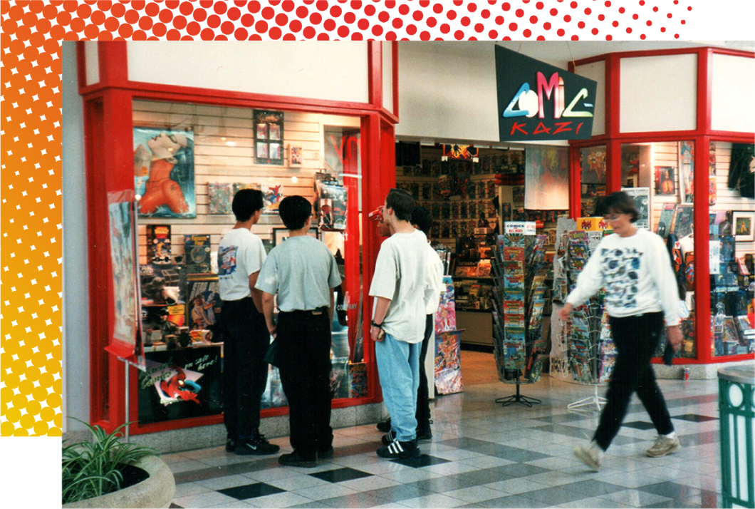 Comic-Kazi Comic Book Store in 1994 when it first opened. Located in a community mall next to an arcade.