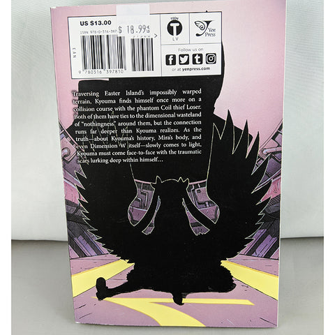 Back cover of Dimension W Volume 7. Manga by Yuji Iwahara