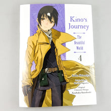 Kino's Journey The Beautiful World Manga volume 4. Manga by Iruka Shiomiya. Original Story by Keiichi Sigsawa. Original Character Design by Kouhaku Kuroboshi.