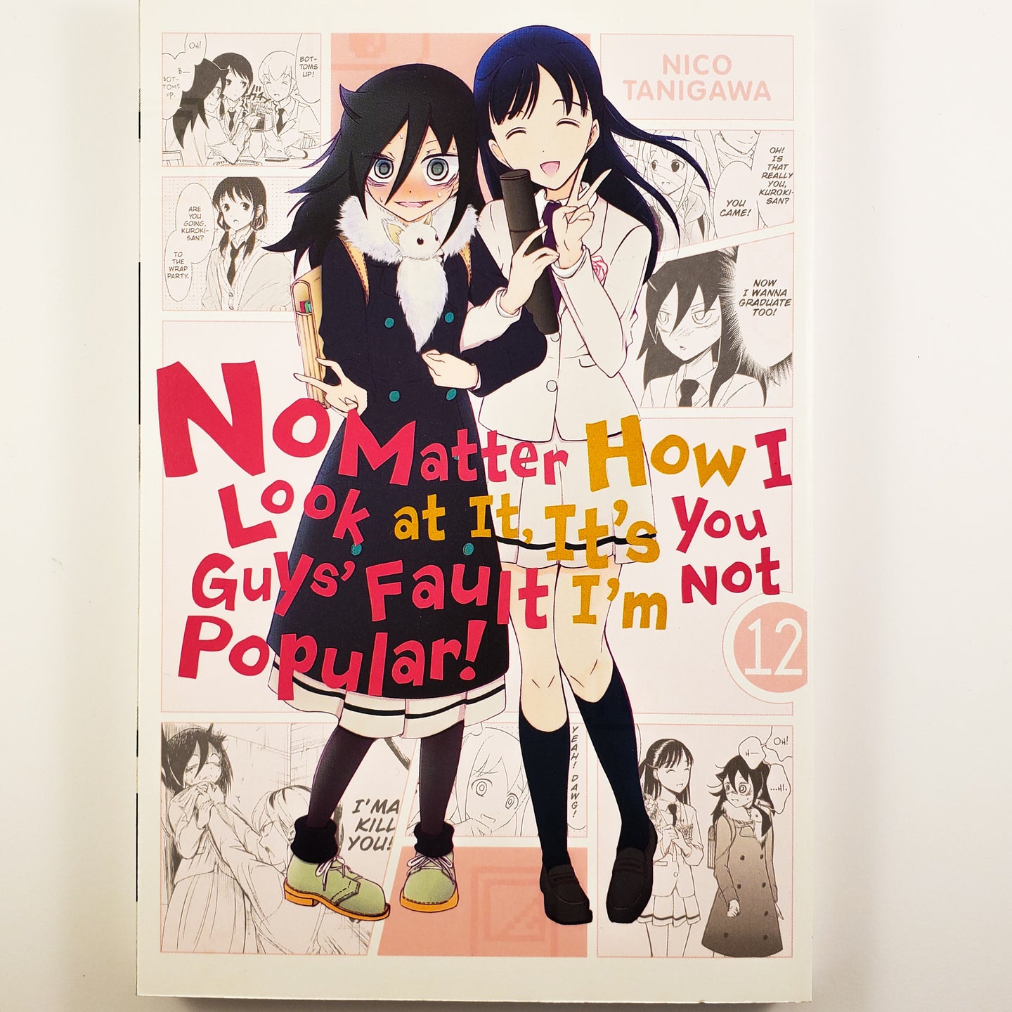 No Matter How I Look At It, It's You Guys' Fault I'm Not Popular! Volume 12. Also known as Watashi ga Motenai no wa Dō Kangaetemo Omaera ga Warui! or WataMote. Manga by Nico Tanigawa.