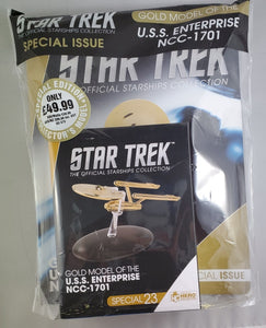 Star Trek Starships Special #23 18 Carat Gold Plated 5.5 Inch U.S.S. Enterprise NCC-1701