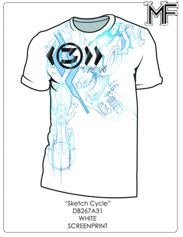 Tron Legacy Sketch Cycle White T-Shirt Large