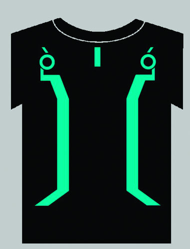 Tron Style Black Glow In The Dark T-Shirt Large