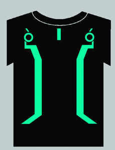 Tron Style Black Glow In The Dark T-Shirt Large