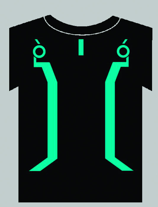 Tron Style Black Glow In The Dark T-Shirt Large