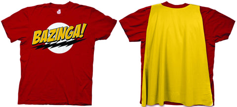 Big Bang Theory Bazinga With Cape Red T-Shirt XL