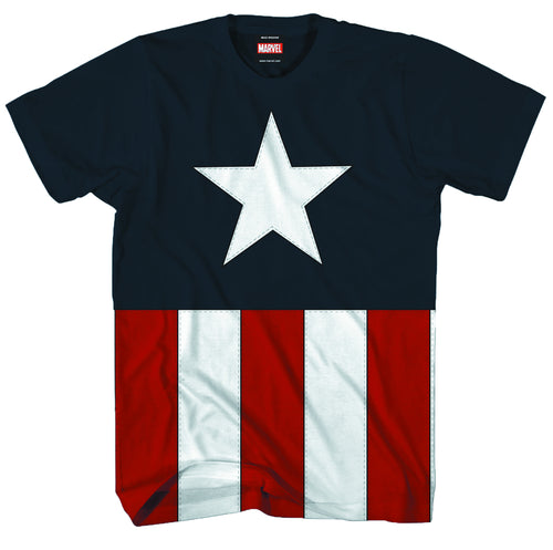 Captain America Tee Caps Navy T-Shirt Adult Large