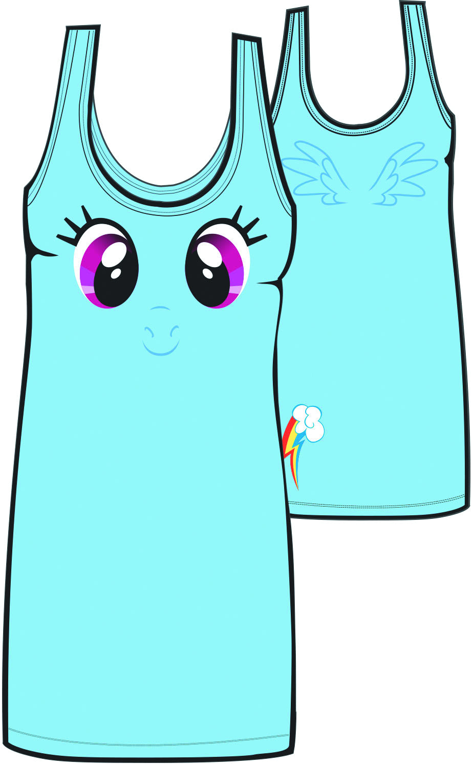 My Little Pony Big Face Dash Blue Tunic Tank Adult Medium