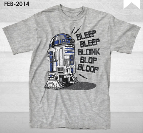 Star Wars R2 Speaks Heather Grey T-Shirt Large