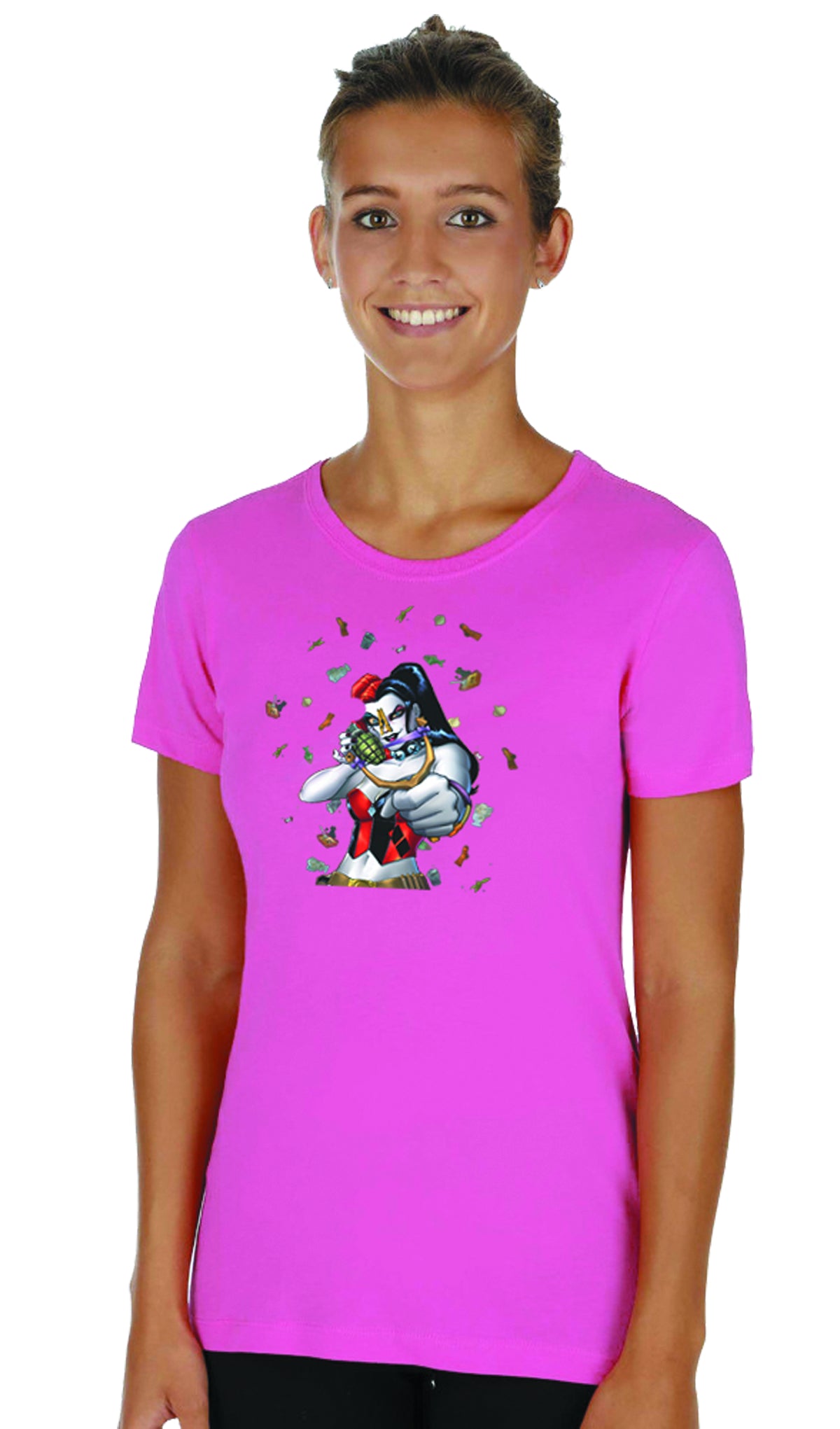 Harley Quinn Stink Bomb By Conner Womens Pink T-shirt Large