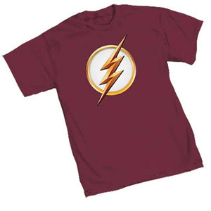 Flash TV Symbol Season 2 T-Shirt Large printed on a Maroon Colored Shirt