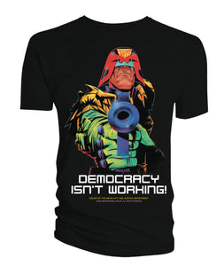 2000 AD Judge Dredd Democracy Isnt Working PX Black T-Shirt Large