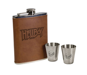 Hellboy Deluxe Steel with Leather Exterior Flask Set