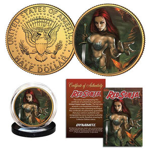Red Sonja Parrillo Collectible 24K Gold Plated Coin with Acrylic Coin Capsule
