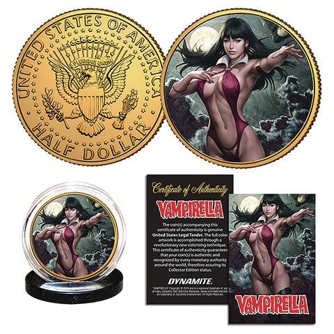 Vampirella #4 Stanley Artgerm Lau Collectible 24K Gold Plated Coin with Acrylic Coin Capsule