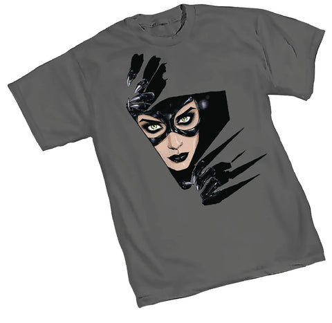 DC Catwoman Break Through Grey T-Shirt Large