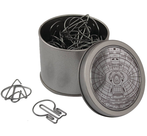 Star Trek TNG 40 Piece Paper Clip Set In Tin with 20 NCC-1701-D and 20 Starfleet Insignia Paper Clips