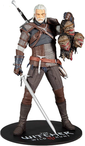 Witcher Geralt Of Rivia 12 Inch Scale PVC Action Figure with classic armor, sword and trophies