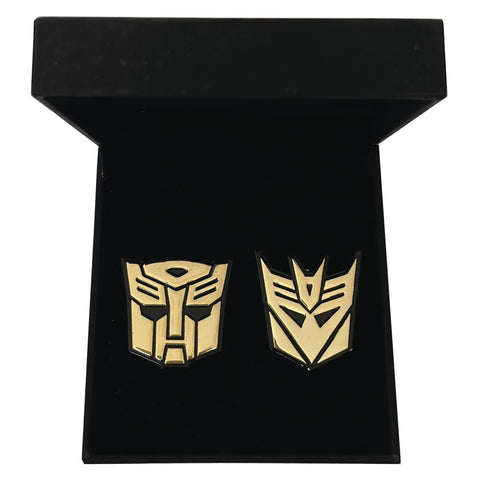 Transformers Autobot X Decepticon 24K Gold Plated Pins Box Set