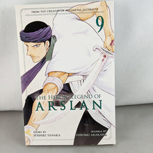 Front cover of The Heroic Legend of Arslan Volume 9. Manga by Hiromu Arakawa and Yoshiki Tanaka. 
